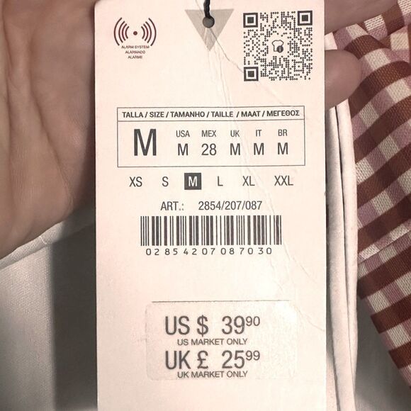 Zara Red and White Gingham Fitted Bustier Top Size Medium NWT 📦 - Picture 4 of 6